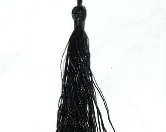 Black cotton tassel twisted 12 cm x 1.5 cm.
