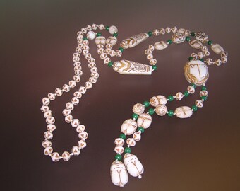 Art Deco Neiger Egyptian Revival Necklace - Mummy and Scarab Pattern