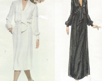 1970s Pierre Balmain Womens Dress Day or Evening Vogue Sewing Pattern 1857 Size 12 Bust 34 UnCut Vintage Vogue Paris Original