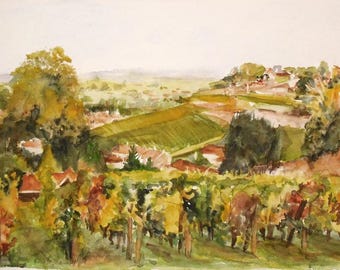 Watercolor "Fall in the Gironde"