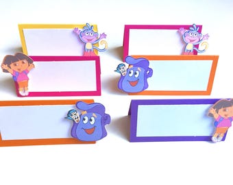12 Dora the Explorer Place Cards, Dora food table cards, Dora Food Cards, Dora tented cards, Dora Birthday party, Dora Decorations,