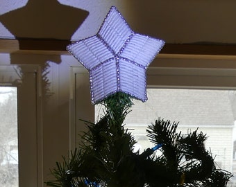 5 Inch Silver And White Christmas Tree Star Keepsake Decoration, Silver And White Plastic Canvas Star Tree Topper, First Christmas Gift