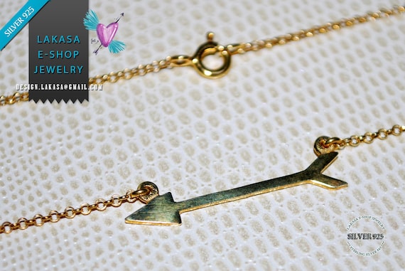 Love Arrow Necklace Sterling Silver 925 Gold-plated Chain Jewelry Best Ideas Gifts for her Woman Birthday Anniversary Valentine Day Passion
