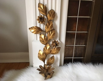 Mid Century Modern/Hollywood Regency Italian made/marked gold gilt sconce