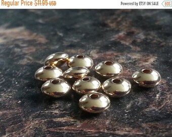 SAVE 20% 10 Pieces 14K Gold Filled 7mm Rondelle, Disk, Saucer Spacer Bead MADE In Usa