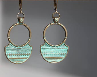 Turquoise Bohemian Jewelry Boho Earrings Bohemian Earrings Dangle Drop earrings Boho jewelry Verdigris Earrings Gypsy Earrings Gift for her