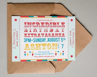 Carnival- Circus, Birthday Party Invite / Printable / Digital file