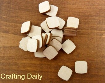 Wood Stud Earring Squares Rounded Blanks 1/2" (12mm) x 1/8" (3.175mm) Thick Laser Cut Wood Jewelry Shapes - 25 Pieces