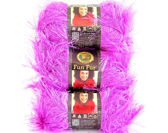Fun Fur Purple Eyelash Yarn Lavender Purpletini 3 Skeins Lion Brand Craft Supplies