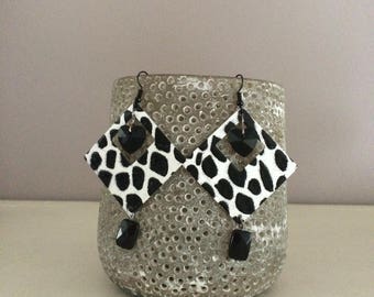 black and white pierced earrings