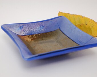 Iridescent Fused Glass Trinket Dish