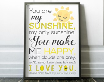 You Are My Sunshine Print, Wall Art Prints, Quote Print, Wall Art, Minimalist Poster, Minimalist Print, Modern Art, Art Prints, Posters, Art
