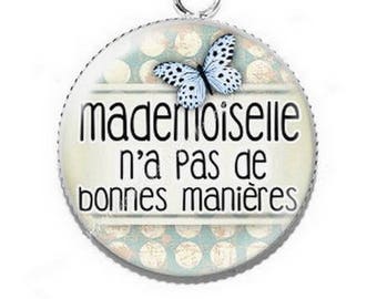 Miss resin cabochon pendant has no manners