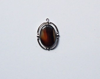 Agate Cabochon Pendant, Oval Agate Pendant, Vintage Picture Agate