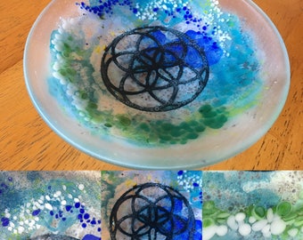 Unique handmade fused glass trinket dish