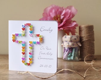 First Holy Communion Card - Personalised First Holy Communion Card with Name and Date, Handmade 3D CardsbyGaynor BHE20