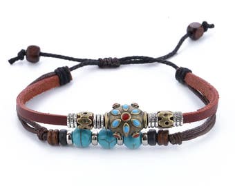 Leather Bracelet For Women // Turquoise Bracelet // Hippie Bracelet // Tribal Bracelet // Women Leather Bracelet // Women Bracelet