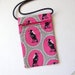 Pouch Zip Bag MAGPIE birds Pink Fabric. great for walkers, markets, travel. Cell Phone Pouch. Small fabric purse. Multiple uses. 6.5x4.25"