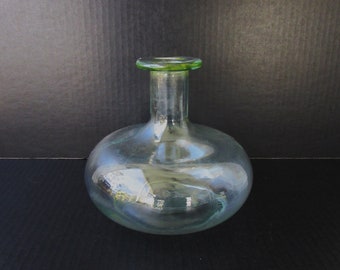 Vintage Clear Glass Bottle - Clear Glass - Vase - Bottle - Oval Bottle With Neck - Pressed Glass -