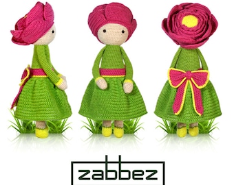 Crochet pattern amigurumi doll "Peony Pam" PDF