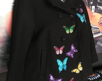 Custom Embroidered Butterflies Winter Coat Jacket