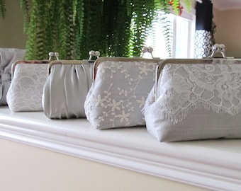 SALE 20% OFF Mis Matched Bridesmaid Clutches Set of 5,Bridal Accessories,Wedding Clutch,Lace Clutch,Bridesmaid Clutch