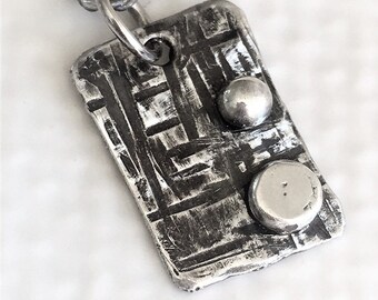 oxidized sterling silver rectangle pendant necklace