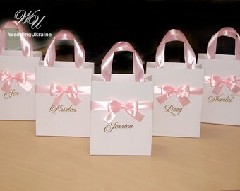 Chic Champagne Gift bags Bridal Party Personalized bag with
