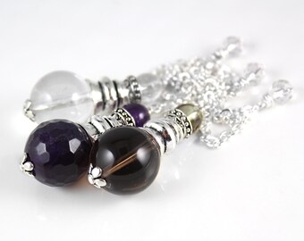 SALE! Set of Three Pendulums, Gemstone Pendulum, Quartz Pendulum, Dowsing, Divination, Wicca, Wiccan, Dowsing Pendulum, Amethyst Pendulum