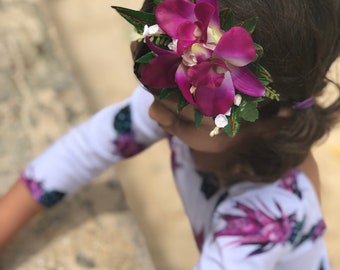 Purple Orchid Tropical Hawaiian Headband Flower Crown