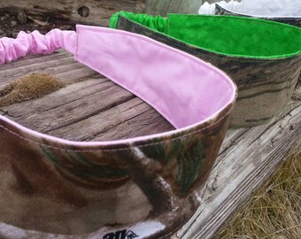 Reversible Camo Headband, Ladies Headband, Pink Camo Headband