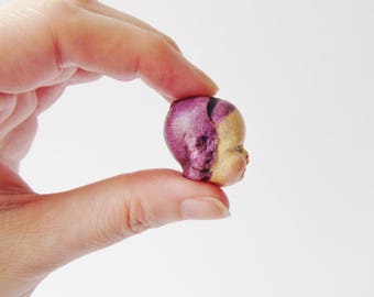 Handmade Doll Brooch Elise - Purple Hair Pin