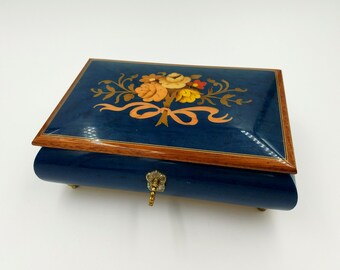 Inlaid Burled Wood Musical Jewelry Box
