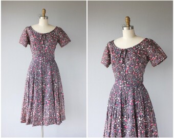 1950s Party Dress | 50s Dress | 50s Party Dress | 1950s Printed Dress | Purple and Pink 1950s Dress | 1950s Polka Dot Dress