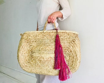 Moroccan Beach/Market Basket Bag. Mayan Zinacantan Tassel