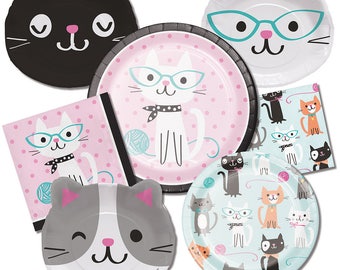 Pretty Kitty Birthday Party Plates/ Cat Birthday Party Plates/ Kitty Party Plates/ Cat Party