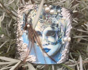 Ooak cuff bracelet handmade venetian lady