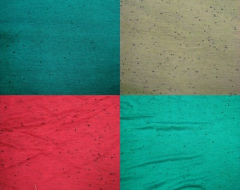 Polyester Rayon Slub With Black Polka Dot Texture Fabric