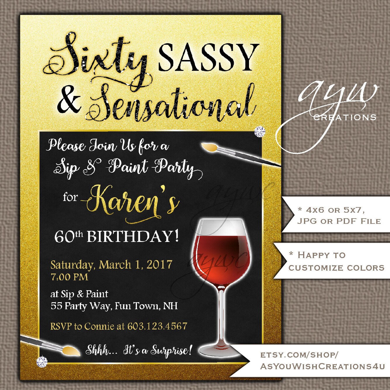 free paint and sip invitation template
