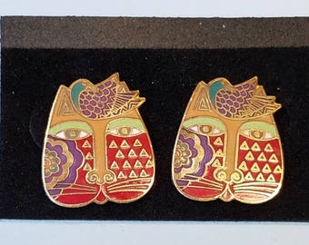 Vintage Laurel Burch Earrings, Laurel Burch "Mariah" earrings, pierced earrings,
