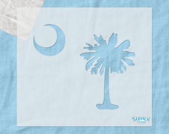 Palmetto Tree and Moon Stencil / South Carolina Flag Stencil