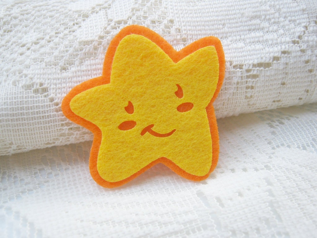 Felt Applique Iron on Applique Star Yellow Orange Little Star