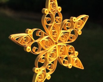 Quilled Gold Metallic Star Christmas Ornament or Window Decoration