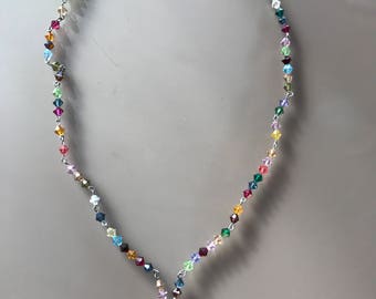 Swarovski 6mm crystal and gunmetal Peace Necklace