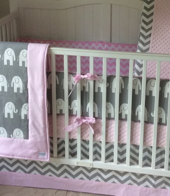 Crib Bedding Set Light Pink And Gray