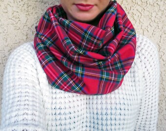 Red Tartan Plaid Infinity Scarf Royal Stewart