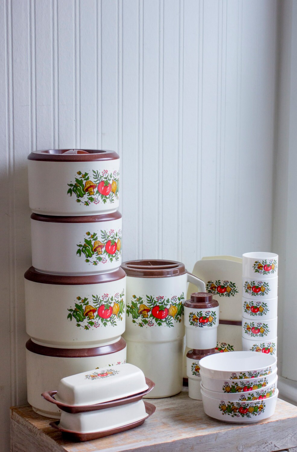 Vintage Canister Set Spice of Life Mushrooms Vegetable Retro