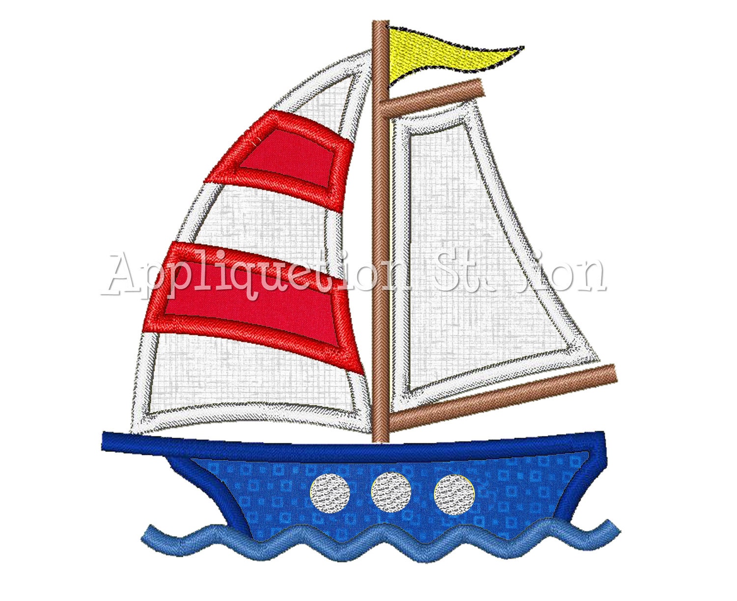 Sailboat Schooner Applique Machine Embroidery Design boat ...
