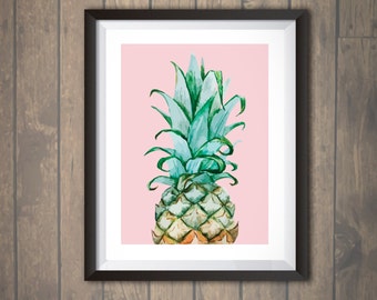 Watercolor Pineapple Print Pineapple Wall Art Pineapple Decor Nursery Wedding Personalized print