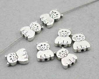 Cat Charms Beads Antique Silver 8pcs beads 8X11mm BD0081S